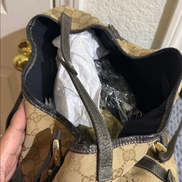 Gucci Beige and Dark Brown Shoulder Bag
